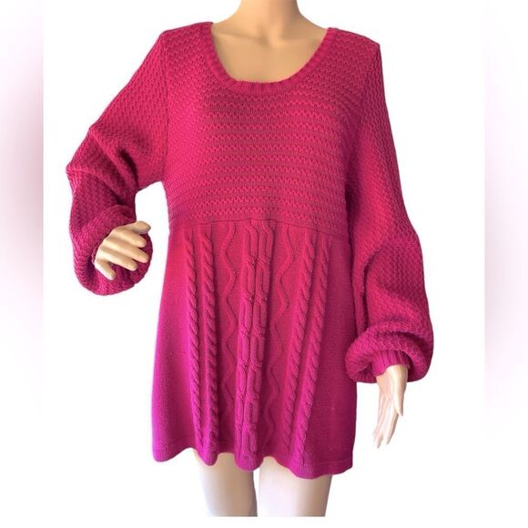 Style and co fuchsia sweater pullover oversized bell sleeves - Picture 1 of 5